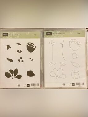 Stampin' Up! Awash With Flowers Stamp Set - White and Olive Green Accents